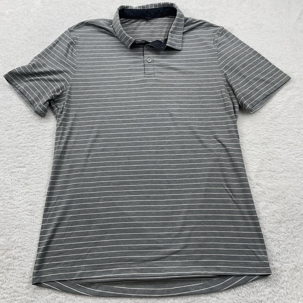 lululemon athletica Gray Striped Polo Shirt
